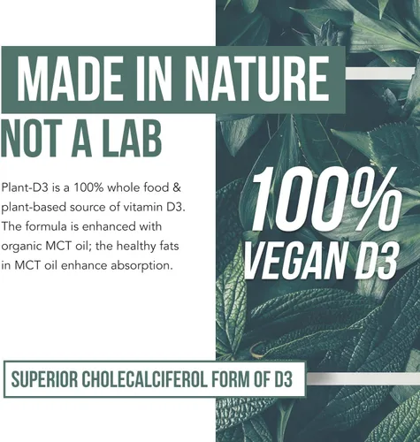Vista 4 de Vitamina D3 orgánica de 10,000 UI – Planta D3, vegana, fuerza máxima sublingual líquido D3 gotas – 200% mayor absorción, 100%