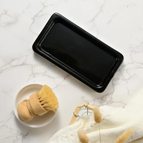 Vista 3 de Juego de dispensador de jabón de cocina de vidrio con bandeja de cerámica, dispensador de jabón de manos y platos de 16.9 onzas para decoración