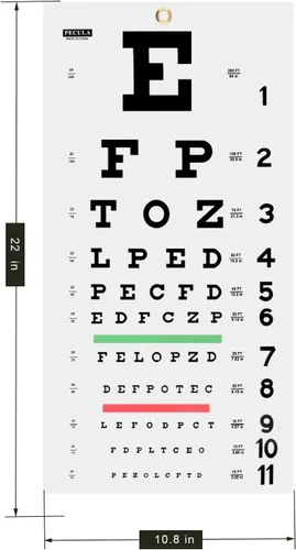 Vista 2 de PECULA Gráfico ocular para exámenes: gráfico de pared Snellen de 20 pies, 11 x 22 pulgadas.