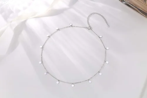 Vista 5 de Gargantilla de plata esterlina S925 con estrellas y luna, collar corto y delicado para mujer