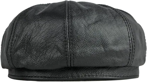 Vista 6 de Sombrero de cuero genuino para hombre, gorra de hiedra, 8 paneles, boina, sombrero de cabbie