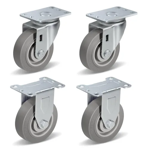 Vista 26 de Ruedas resistentes de 3 pulgadas, ruedas giratorias con frenos, ruedas de placa con rueda de goma para muebles, plataforma, camión, carrito