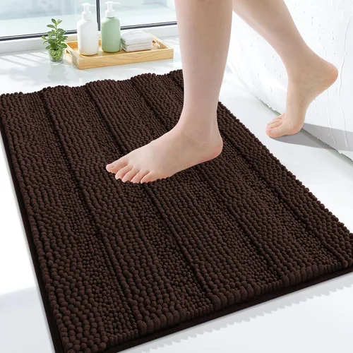 Vista 192 de Grandaily Alfombras de baño de felpilla a rayas de 24 x 16 pulgadas, extra gruesas y suaves, absorbentes, parte trasera de goma, alfombra de ducha