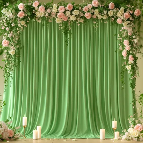 Vista 43 de Cortinas de fondo azul bebé de 8 x 10 pies para bodas, cortinas de fondo de poliéster sin arrugas, para baby shower, fiestas de cumpleaños