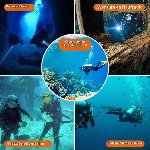 Vista 4 de WD12 - Linterna de buceo de 1400 lúmenes, color negro
