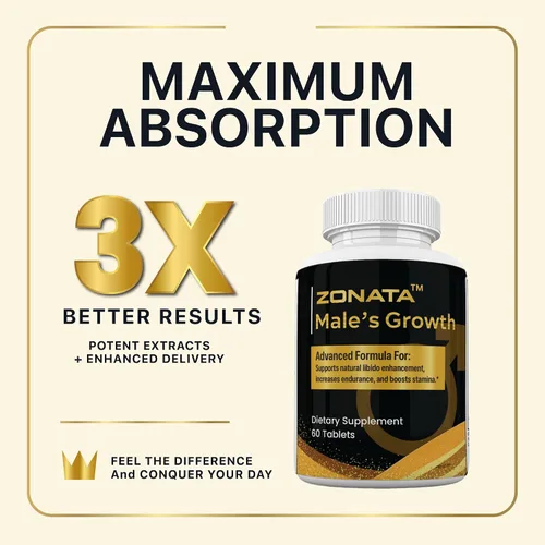 Vista 2 de Zonata Paquete de 3 suplementos dietéticos de crecimiento masculino para hombres, el crecimiento masculino mejora naturalmente el rendimiento