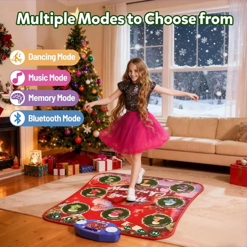 Vista 3 de Nueva Alfombrilla de Baile Electrónica de 8 Flechas Mejorada con Luz LED y Bluetooth Inalámbrico, Juguete de Baile con Música con 3 Modos de Juego