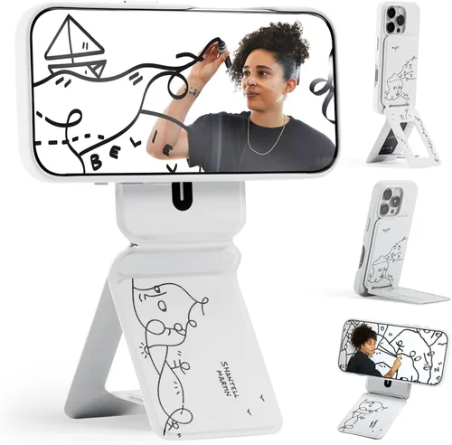 Vista 17 de MOFT Soporte de trípode para teléfono para iPhone, soporte para iPhone multiángulo, soporte para teléfono ligero y portátil, imanes fuertes, cuero