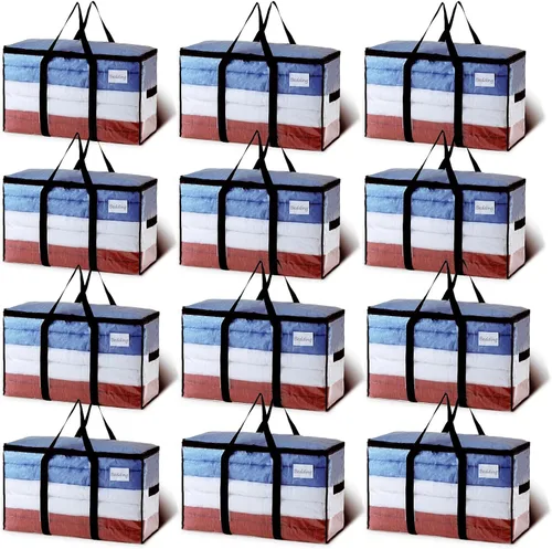 Vista 14 de TAILI - Bolsas de mudanza extra grandes, paquete de 10 bolsas negras resistentes para almacenamiento con ventana visible, asas envolventes
