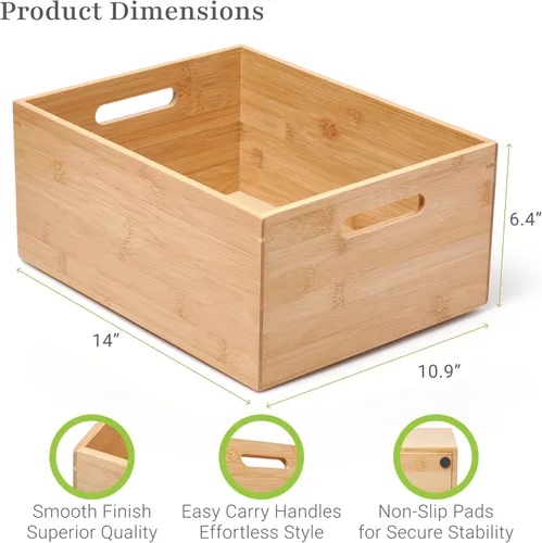 Vista 3 de Prosumer's Choice Caja de Almacenamiento de Bambú - Cajón de Madera - Caja de Almacenamiento de Bambú para Cocina, Sala de Estar, Oficina
