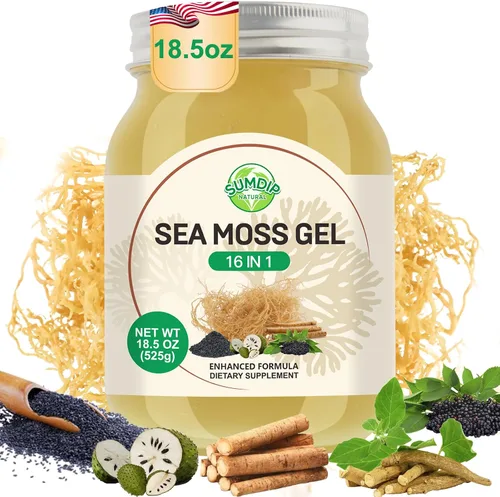Vista 10 de Gel de Musgo Marino (28OZ), Gel de Seamoss Irlandés Crudo Vegano, Suplementos de Vitaminas y Minerales para el Sistema Inmune y Digestivo, Manzana