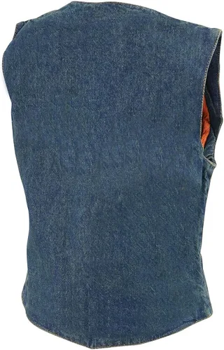 Vista 6 de Milwaukee Leather MDL4000 - Chaleco de mezclilla para mujer color azul liso con 4 broches frontales