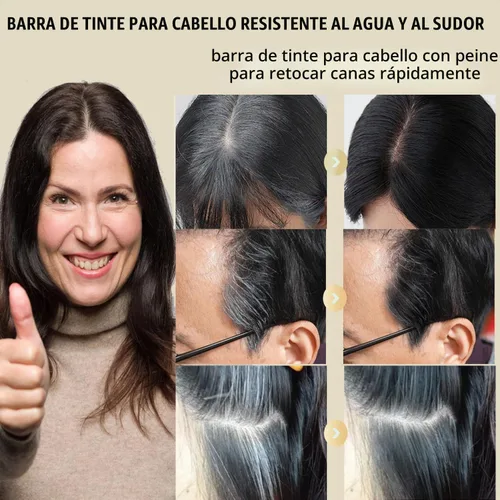 Vista 3 de Barra de tinte para el cabello impermeable y a prueba de sudor, barra de color de cabello 2 en 1, peine portátil de tinte para el cabello gris