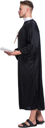 Vista 3 de EraSpooky - Disfraz de sacerdote para hombre para Halloween adulto monje o amigo para hombre fiesta de disfraces divertida