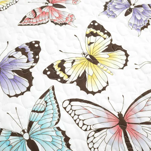 Vista 3 de Lush Decor Flutter Butterfly - Juego de edredón de 2 piezas, bonito cubrecama acolchado, lila, tamaño individual