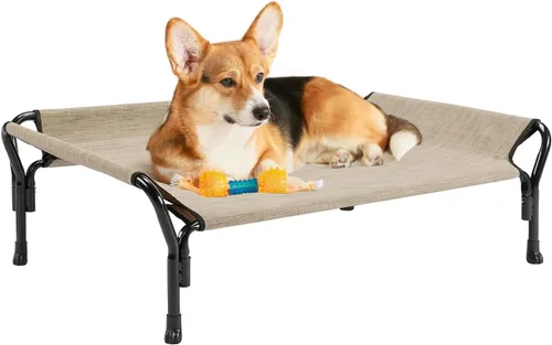 Vista 18 de Veehoo Cama elevada refrescante para perros, cuna elevada XL para mascotas con barandilla y reposacabezas inclinado, malla Teslin transpirable Negro