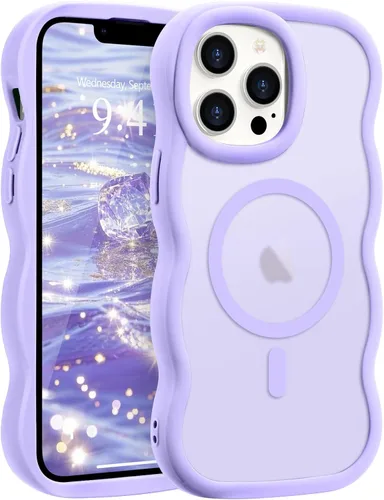 Vista 8 de Pepmune - Funda para iPhone 12 Pro Max con marco ondulado y estructura rígida, color mate claro, cubierta trasera unisex, compatible con Magsafe