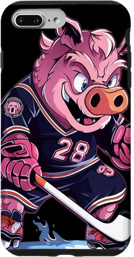 Vista 9 de iPhone 15 Pig Ice Hockey Player Hockey Stick Goalkeeper Case