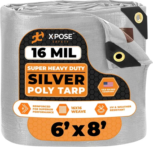 Vista 67 de Xpose Safety - Lona protectora de polietileno de 4 x 20 pies, 16 mil o 0.4mm de grosor, resistente y reforzada para evitar desgarros, resistente a