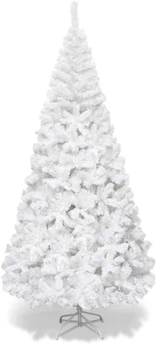 Vista 17 de Goplus Árbol de Navidad negro sin luz de 6 pies, árbol de Halloween artificial con 1036 puntas de rama, soporte de metal, árbol completo de Navidad