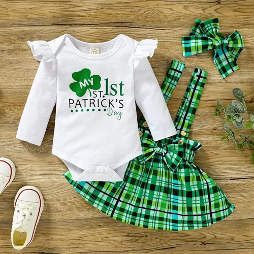 Vista 7 de Conjunto de ropa con tirantes a cuadros para el día de San Patricio