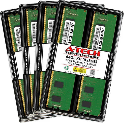 Vista 126 de A-Tech 4GB DDR4 2133MHz PC4-17000 ECC RDIMM 1Rx8 Single Rank 1.2V ECC Registered DIMM de 288 pines Módulo de actualización de memoria RAM