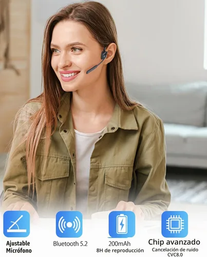 Vista 2 de Auriculares Bluetooth YouthWhisper con micrófono, auriculares de oreja abierta, auriculares inalámbricos Bluetooth 5.2 con auriculares duales CVC8.0