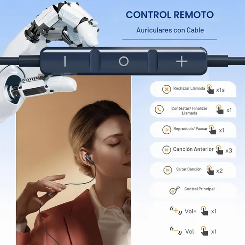 Vista 2 de Auriculares USB C para iPhone 17 16 15, auriculares con cable USB C para Samsung S24 S25 Ultra A16 5G, auriculares USB tipo C con micrófono