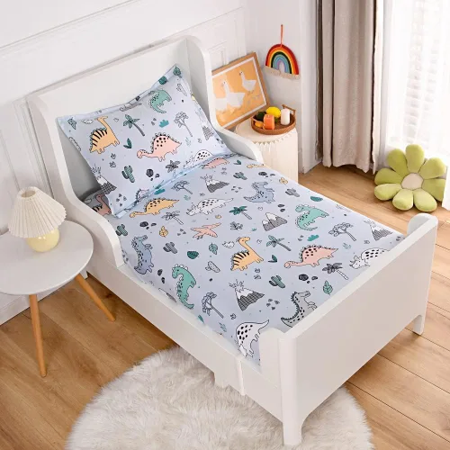 Vista 12 de Juego de 2 sábanas bajeras y fundas de almohada suaves para cama con bonitos patrones de cachorros, sábanas estampadas con patrón de perritos para 2