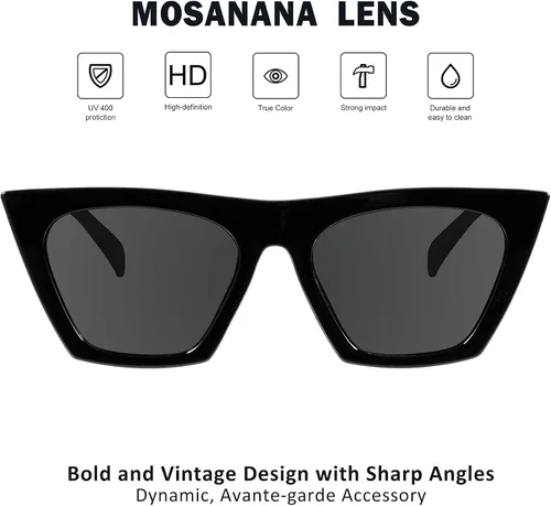Vista 4 de mosanana Gafas de sol cuadradas de ojo de gato para mujer modelo de estilo moderno modelo -SHINE