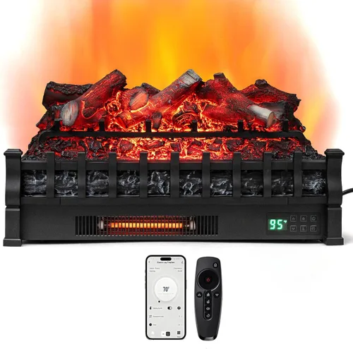 Vista 22 de COSTWAY Juego de troncos para chimenea eléctrica de 26 pulgadas con llama