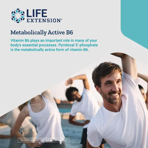 Vista 5 de Life Extension Pyridoxal 5'-Fosfato 100 mg P5P – Vitamina esencial B6 para la salud del corazón, los nervios y los ojos – Suplemento de glucosa