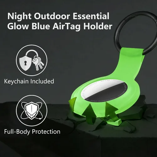 Vista 3 de Paquete de 4 fundas impermeables AirTag con llavero, protector de silicona a prueba de golpes para Apple AirTag de 2ª generación (2026) y 1ª 2 Azul