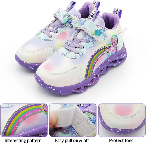 Vista 3 de YAOWUQUAN Zapatos de princesa de dibujos animados para niñas, zapatos casuales con luz LED, zapatos de princesa de nieve, zapatos de princesa