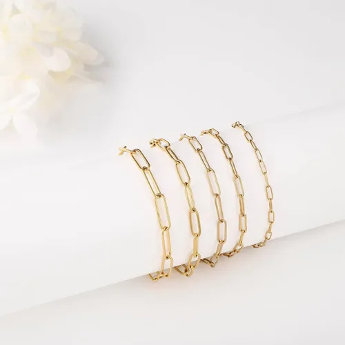 Vista 5 de Cadenas de collar de 16.4 pies para fabricación de joyas, cadenas de acero inoxidable chapadas en oro a granel para manualidades, collares