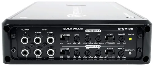 Vista 6 de Rockville Atom 8B 3500W Peak/880W RMS Amplificador marino de 8 canales, Bluetooth con emparejamiento automático, cruce ajustable, pantalla
