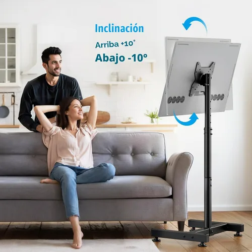 Vista 4 de AX WABER Soporte de Piso para TV para Pantallas de 13-50 Pulgadas Soporta hasta 77lbs, Soporte de Piso para Monitor Ajustable en Altura