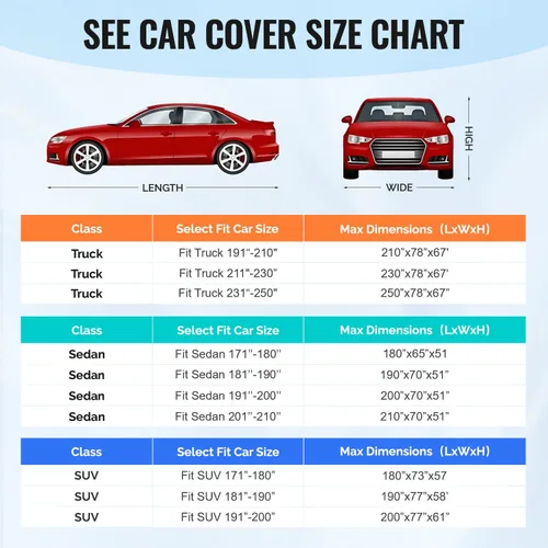 Vista 6 de Funda para coche SUV de 30 capas para automóviles, impermeable para todo tipo de clima, protección UV, resistente a la nieve, resistente al viento