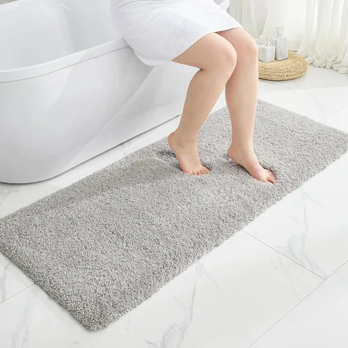 Vista 17 de Disolla - Alfombra antideslizante pequeña y esponjosa para el suelo del baño, lavable, afelpada, para ducha, absorbente, color beige, 17 x 24