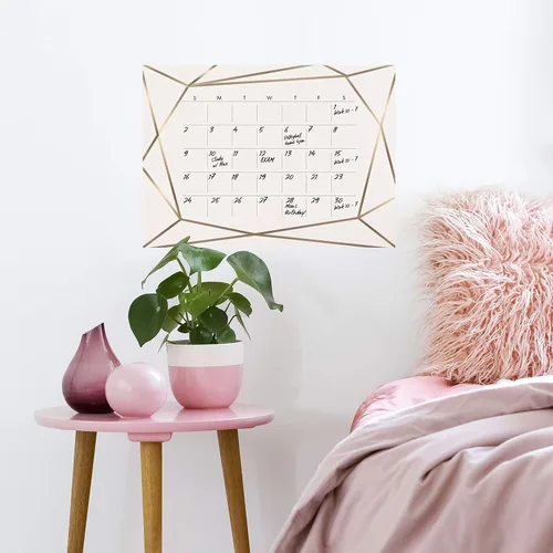 Vista 5 de RoomMates RMK4489SCM Blush Beauty - Calendario de borrado en seco, calcomanías gigantes de pared para despegar y pegar