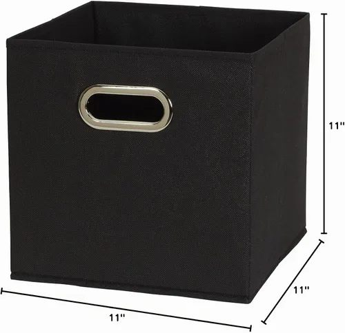 Vista 9 de Household Essentials Cubos de Almacenamiento de Tela Plegables Paquete de 6 – 11x11x11 Contenedores No Tejidos Apilables con Lados de Cartón