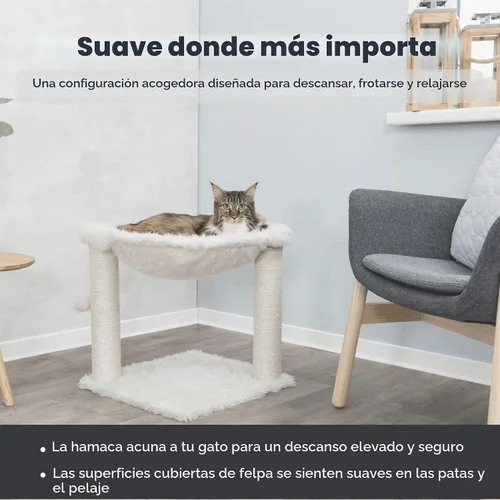 Vista 4 de TRIXIE Baza Poste Rascador con Hamaca Base de 16 pulgadas, Crema, Pequeño