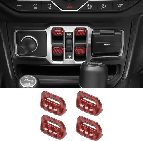 Vista 14 de Jimen Compatible con Jeep Wrangler JL JLU 2018-2023 y Jeep Gladiator JT 2020-2023, 4 piezas de cubiertas de interruptor de botón para ventana