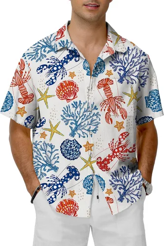 Vista 30 de KYKU Hawaiian Shirt for Men: Tropical Summer Beach Short Sleeve Button Down Shirt with Pocket