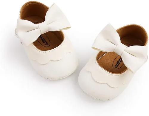 Vista 6 de Myleleya Zapatos planos Mary Jane para bebés y niñas con lazo y flores, vestido de princesa, para boda, zapatos de ballet antideslizantes para niños