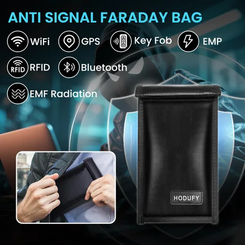 Vista 5 de Faraday - Bolsas para teléfonos y llaves de automóvil, paquete de 2, bolsa de bloqueo de señal, emisión de señal de teléfono celular, bloqueador