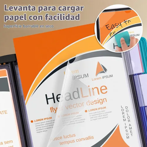 Vista 5 de Antner Sistema de referencia y visualización de escritorio de 10 bolsillos con base ajustable de 360°, organizador de referencia de escritorio