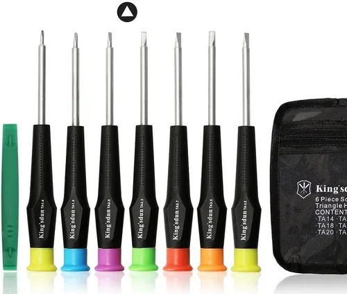 Vista 8 de Juego de destornilladores de cabeza triangular completa para juguetes electrónicos, 7 piezas de tornillos de seguridad triangulares Kit
