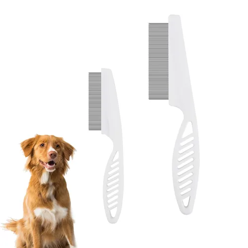 Vista 9 de NQEUEPN Peine de pelo para mascotas, 2 en 1, peine multifuncional para el pelo de mascotas para aseo y despeinado, eliminación de manchas de pulgas