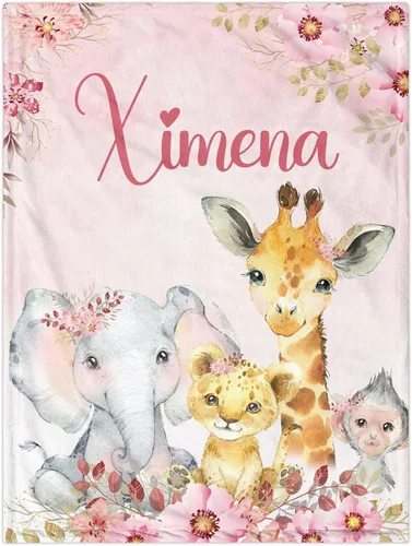 Vista 15 de J&SBGFT Manta de bebé niña personalizada, manta de recepción de elefante, regalo personalizado de artículos esenciales para recién nacidos, 30 x 40